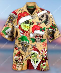 Christmas Skull Short Sleeve Button Up