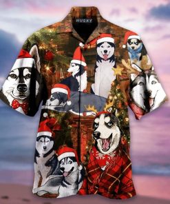 Christmas With Husky Hawaiian Shirt
