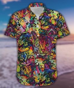 Colorful Cat Art 3D Print Hawaiian Shirt