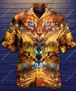 Cool Flaming Cat Hawaiian Shirt