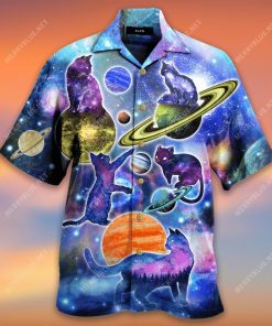 Cosmic Cats Galaxy Fun Aloha Shirt
