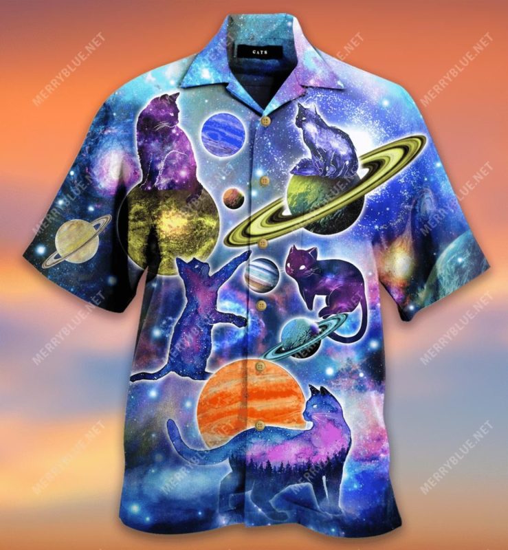 Cosmic Cats Galaxy Fun Aloha Shirt