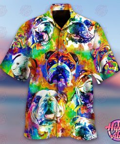 Courageous Partner Colorful English Bulldog Dog Hawaiian Shirt