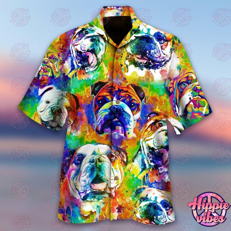 Courageous Partner Colorful English Bulldog Dog Hawaiian Shirt
