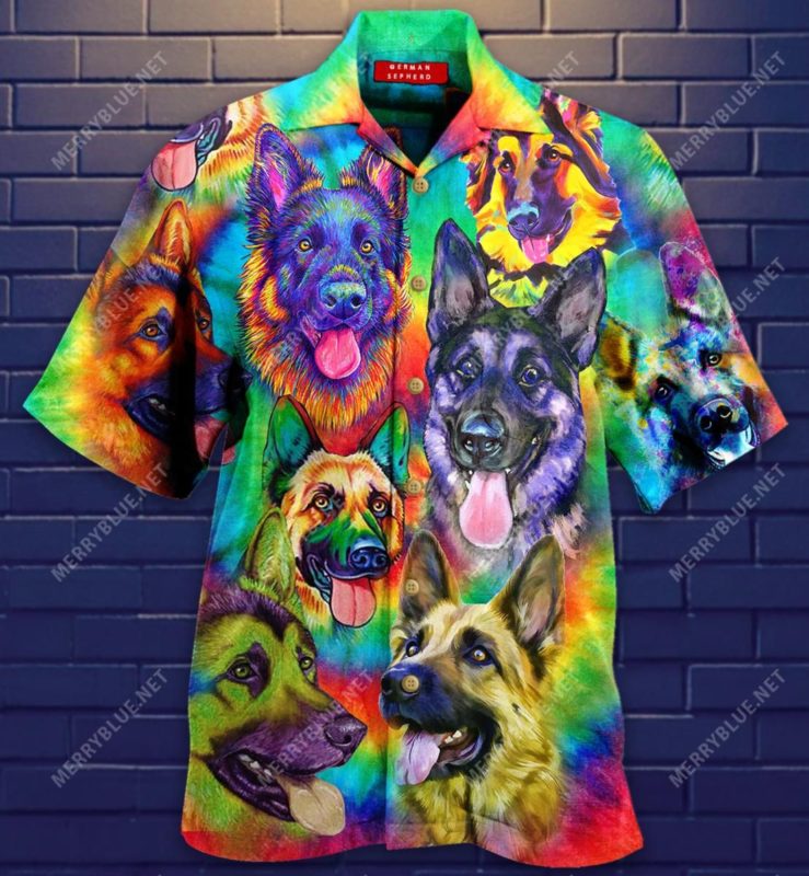 Courageous Partner Colorful German Shepherd Dog Hawaiian Shirt