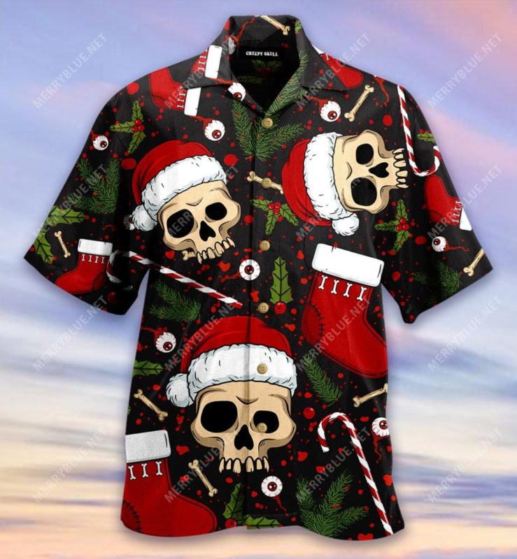 Creepy Skull Xmas Aloha Shirt