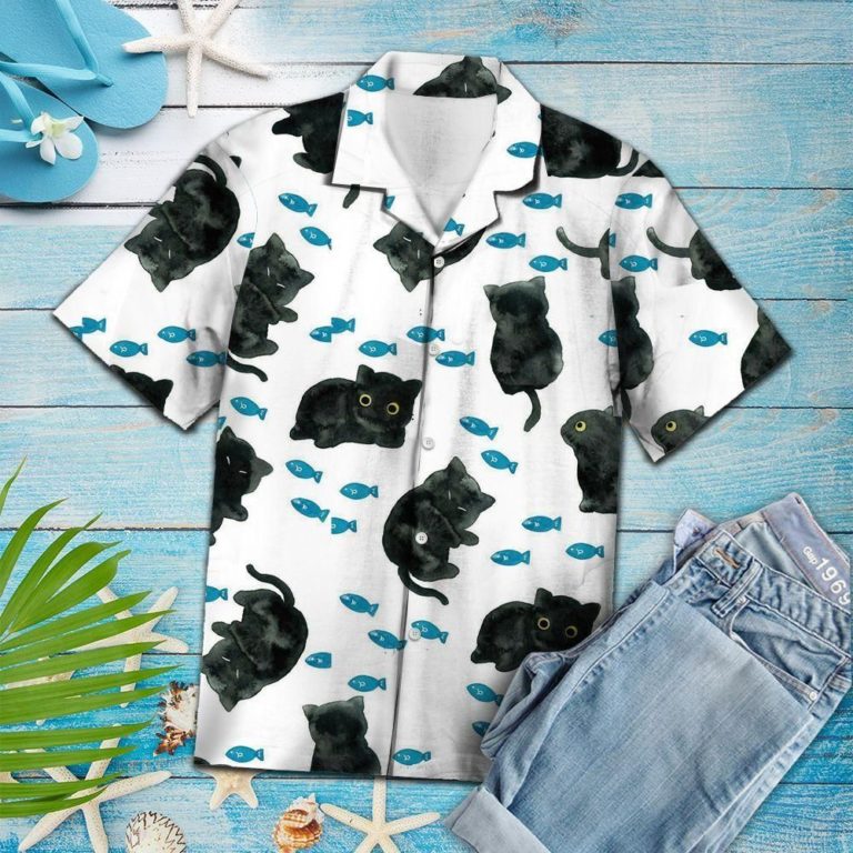 Cute Black Cat Hawaiian Shirt