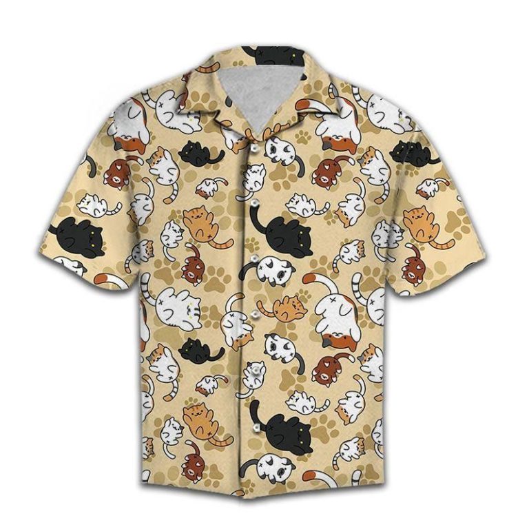 Cute Cat Beige Hawaiian Shirt