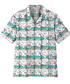 Cute Cat Mermaid Nurse Hawaiian Shirt