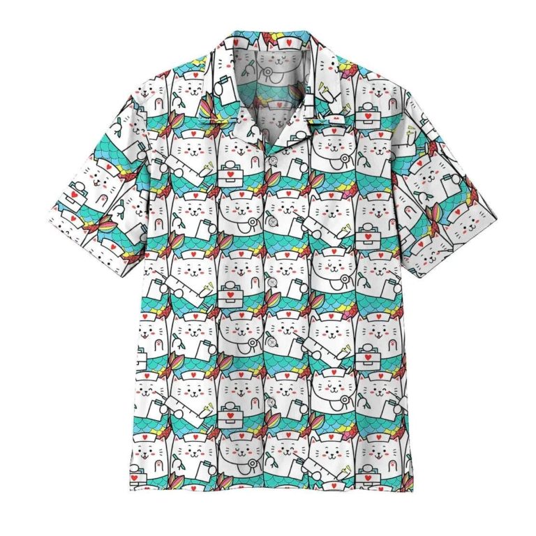 Cute Cat Mermaid Nurse Hawaiian Shirt