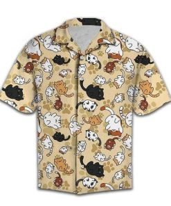 Cute Cat Short Sleeve Button Up
