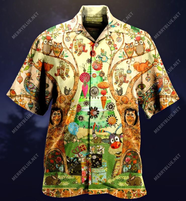 Cute Christmas Eve Short Sleeve Button Up