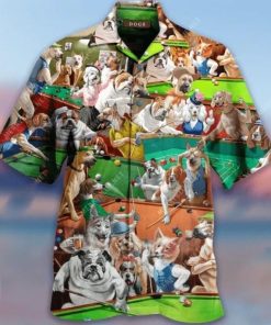 Cute Dog Play Billard Aloha Shirt Cute Dog Play Billard Aloha Shirt