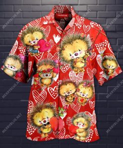 Cute Hedgehog On Valentine’S Day Hawaiian Shirt