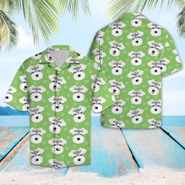 Cute Schnauzer Dog Emoticons Hawaiian Shirt