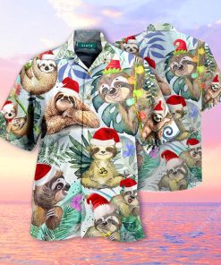 Cute Sloth With Christmas 3D Print Hawaiian Shirt