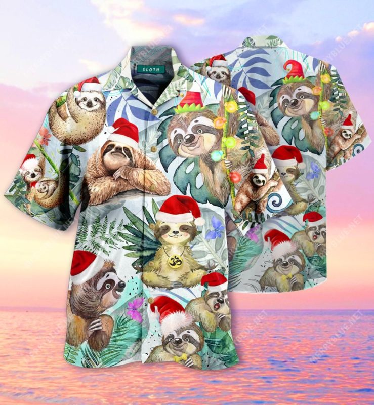 Cute Sloth With Christmas 3D Print Hawaiian Shirt