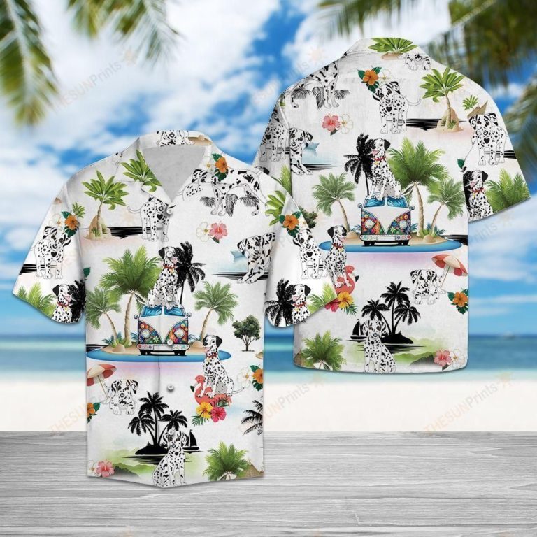 Dalmatian Vacation Short Sleeve Button Up