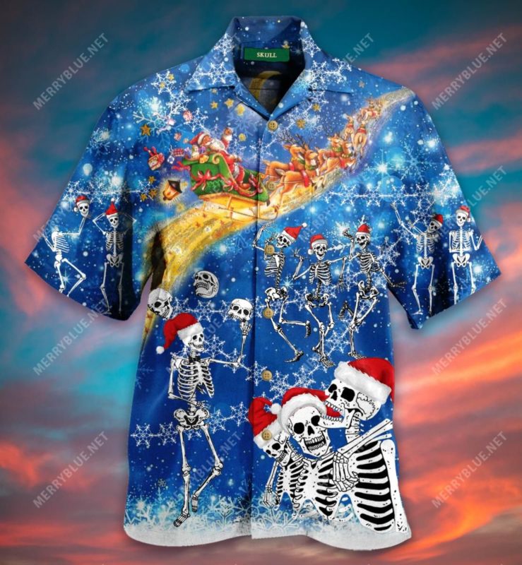 Dancing Skull Skeleton Christmas Hawaiian Shirt