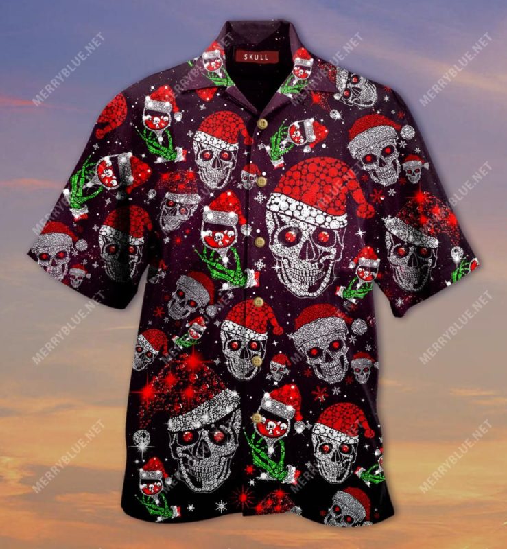 Diamond Christmas Skulls Hawaiian Shirt