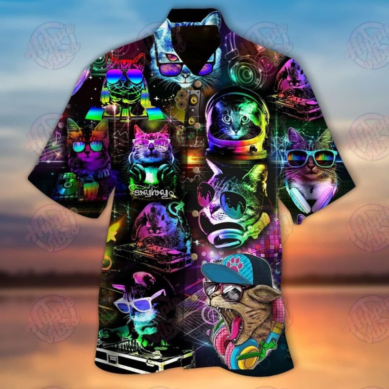 Disco Cats Hpv01 Short Sleeve Button Up