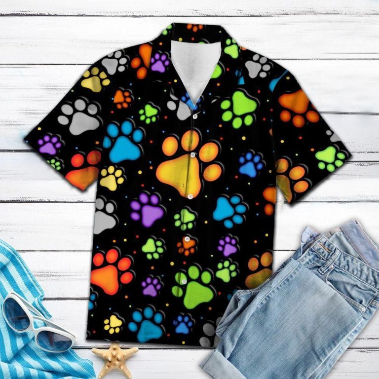 Dog Paw Prints 3D Print Hawaiian Shirt