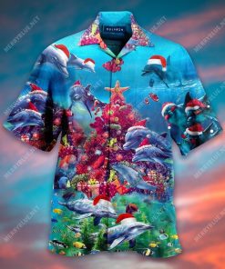 Dolphin Merry Christmas 3D Print Hawaiian Shirt