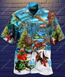 Dragon Merry Christmas Casual Button-Up Shirt