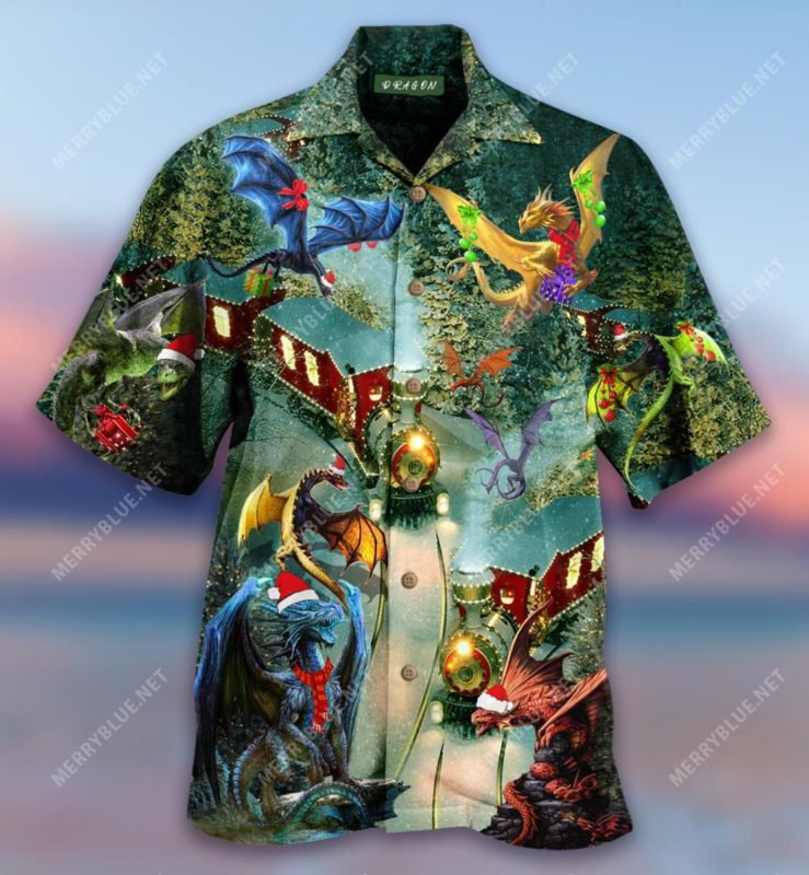 Dragons Christmas Train Hawaiian Shirt