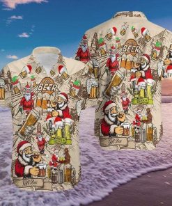 Drinking Beer With Santa Claus Christmas Hawaiian Shirt