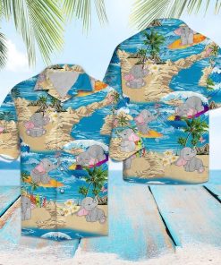 Elephant Summer Vacation 3D Print Hawaiian Shirt