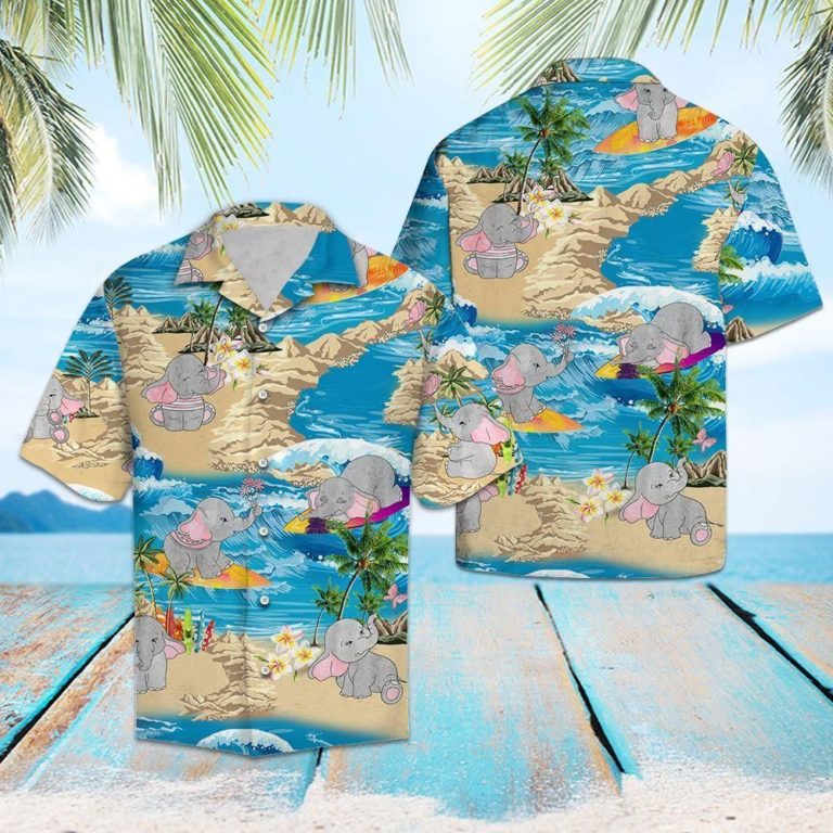 Elephant Summer Vacation 3D Print Hawaiian Shirt