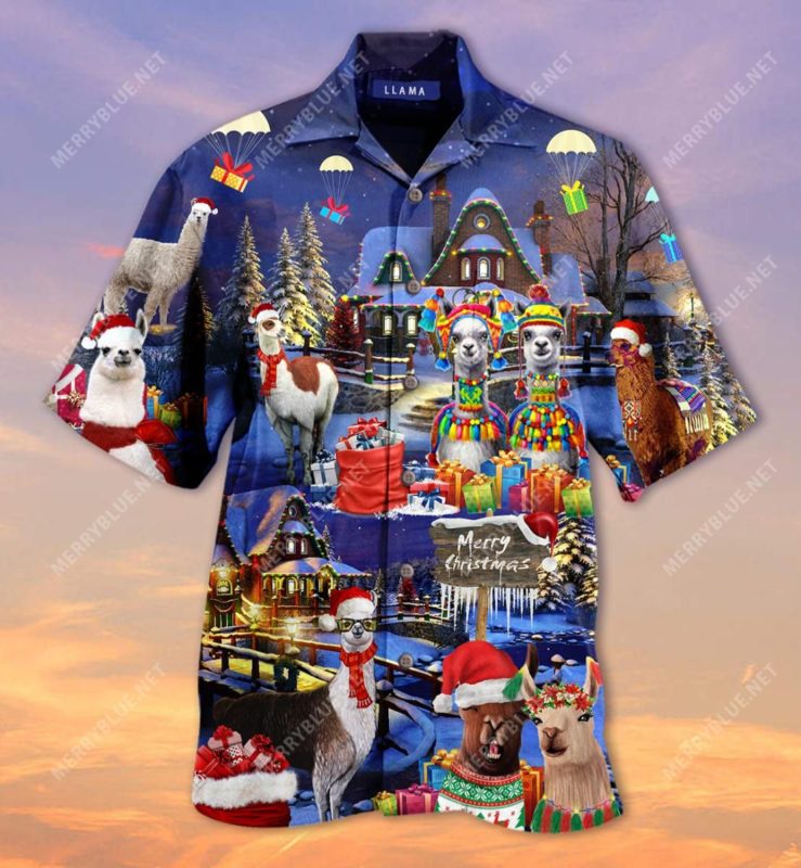Fa La La Llama Merry Christmas Aloha Shirt