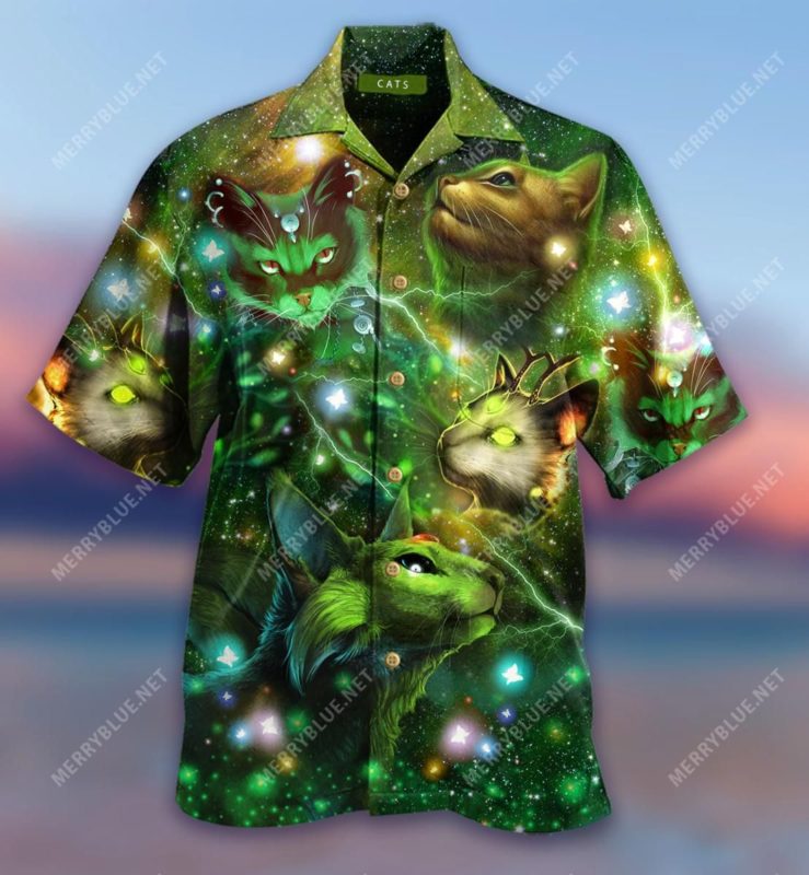 Fairy Green Cats Hawaiian Shirt