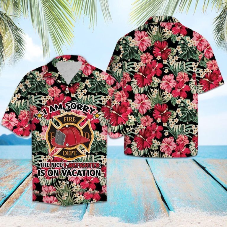 Firefighter On Vacation 3D Print Hawaiian Shirt