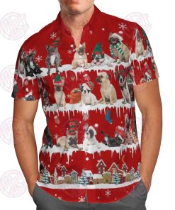 French Bulldog Snow Christmas Casual Button-Up Shirt