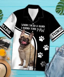 French Bulldog When I Need A Hand Black And Short Sleeve Button Up