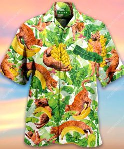 Funny Cats And Jumping Bananas 3D Print Hawaiian Shirt