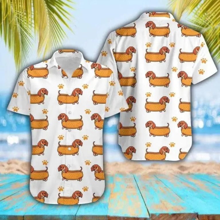 Funny Dachshund Hot Dog Aloha Shirt