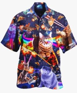 Galaxy Cat Eat Taco In The Space Casual Button-Up Shirt