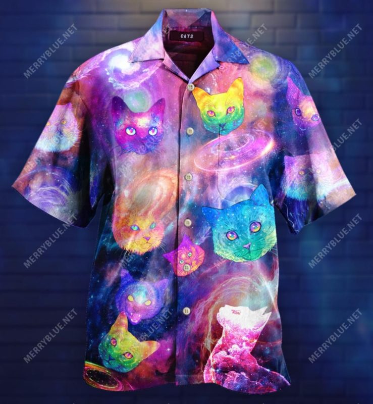 Glowing Galaxy Cats 3D Print Hawaiian Shirt