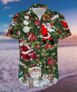 Golf Christmas Short Sleeve Button Up Golf Christmas Short Sleeve Button Up
