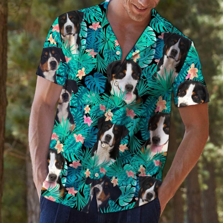 Greater Swiss Mountain Dog Tropical Hawaiian Shirt