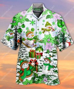Green Snowman Merry Xmas 3D Print Hawaiian Shirt