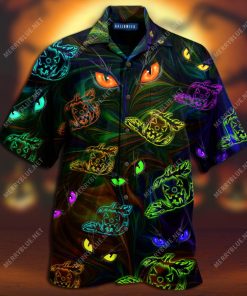 Groovy Pumpkins Cat Eyes Short Sleeve Button Up