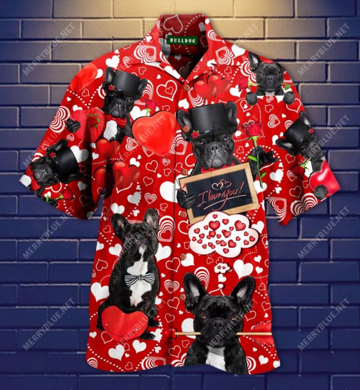 Happy Bulldog Valentine’S Day Hawaiian Shirt