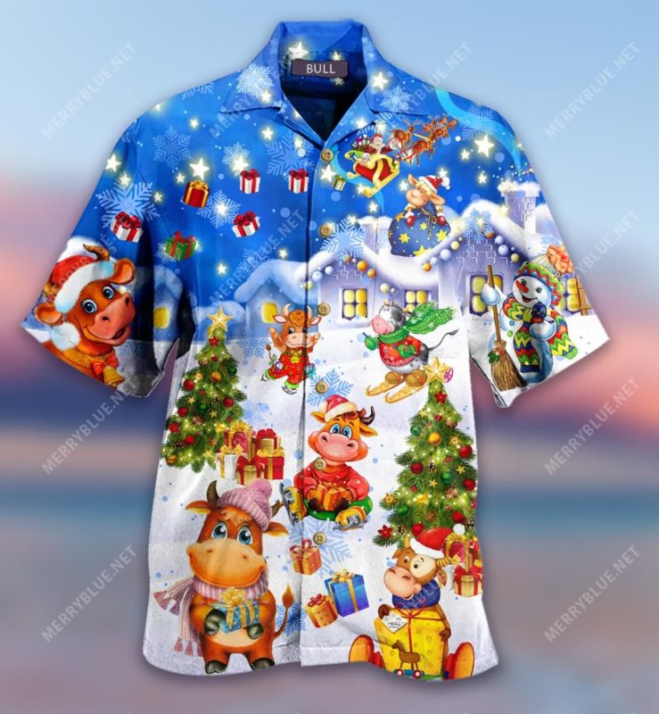 Happy Bulls Merry Christmas Hawaiian Shirt