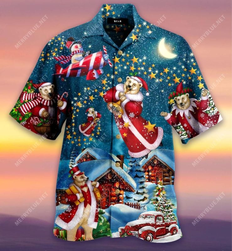 Happy Christmas With Santa Bear Hawaiian Shirt