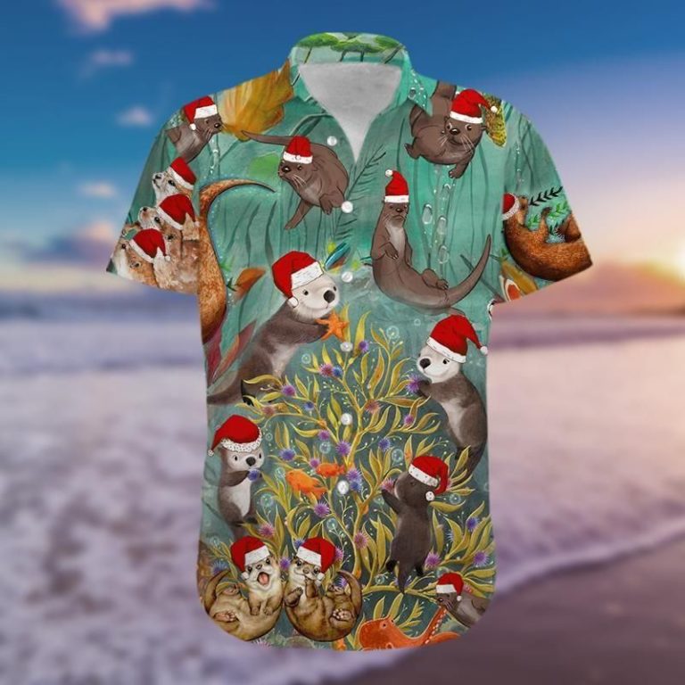 Happy Santa Otter Christmas Hawaiian Shirt