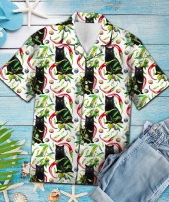Hot Chili Peppers And Black Cat Tropical Hawaiian Shirt